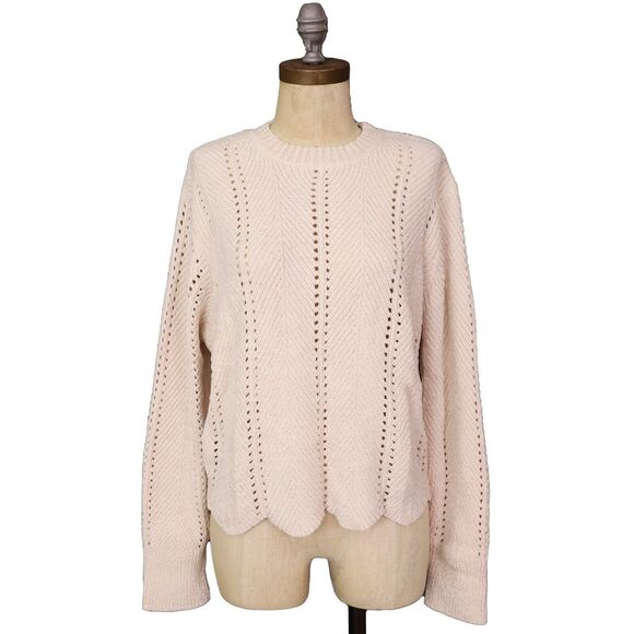 MICHAEL STARS Lakin Cropped Crewneck Pullover Sweater Petite LP Chalk Ivory B60 - Picture 2 of 6